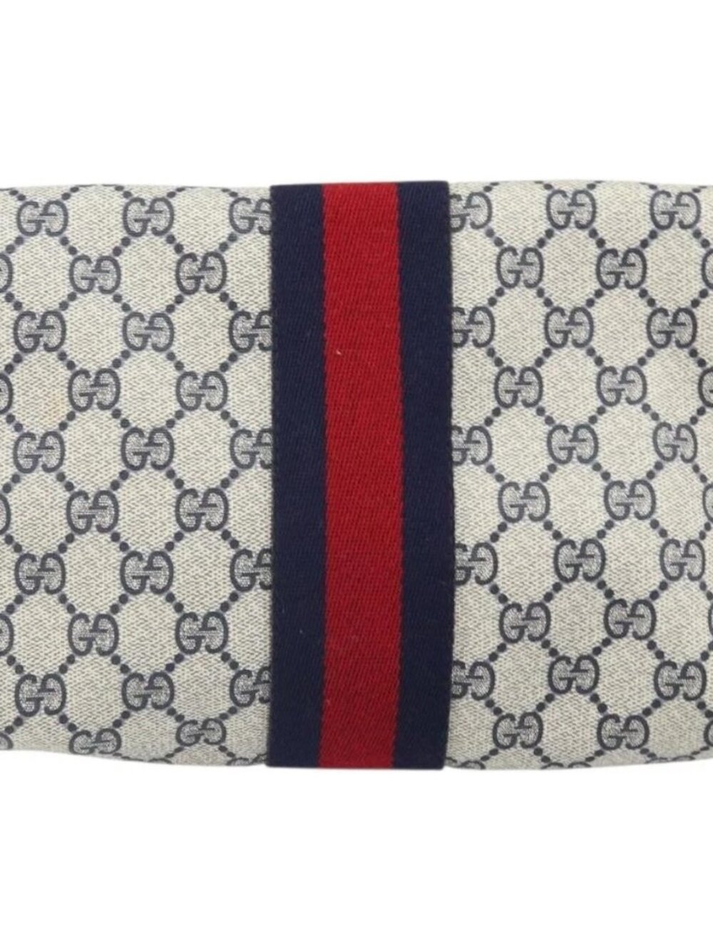GUCCI GG Supreme Sherry Line Clutch Bag PVC Navy Gold 3 - Picture 2 of 16